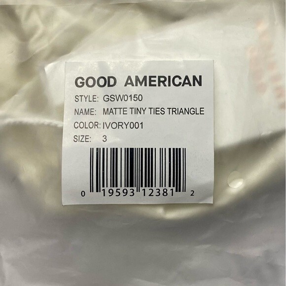 NWT Good American Matte Tiny Ties Triangle Bikini Top Ivory 001 Size 3 (Large) - Picture 9 of 11